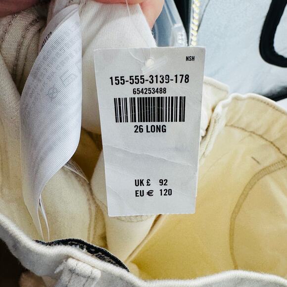 Abercrombie & Fitch Baggy High Rise Jeans Cream White Size 2 Clean Neutral - Picture 5 of 7
